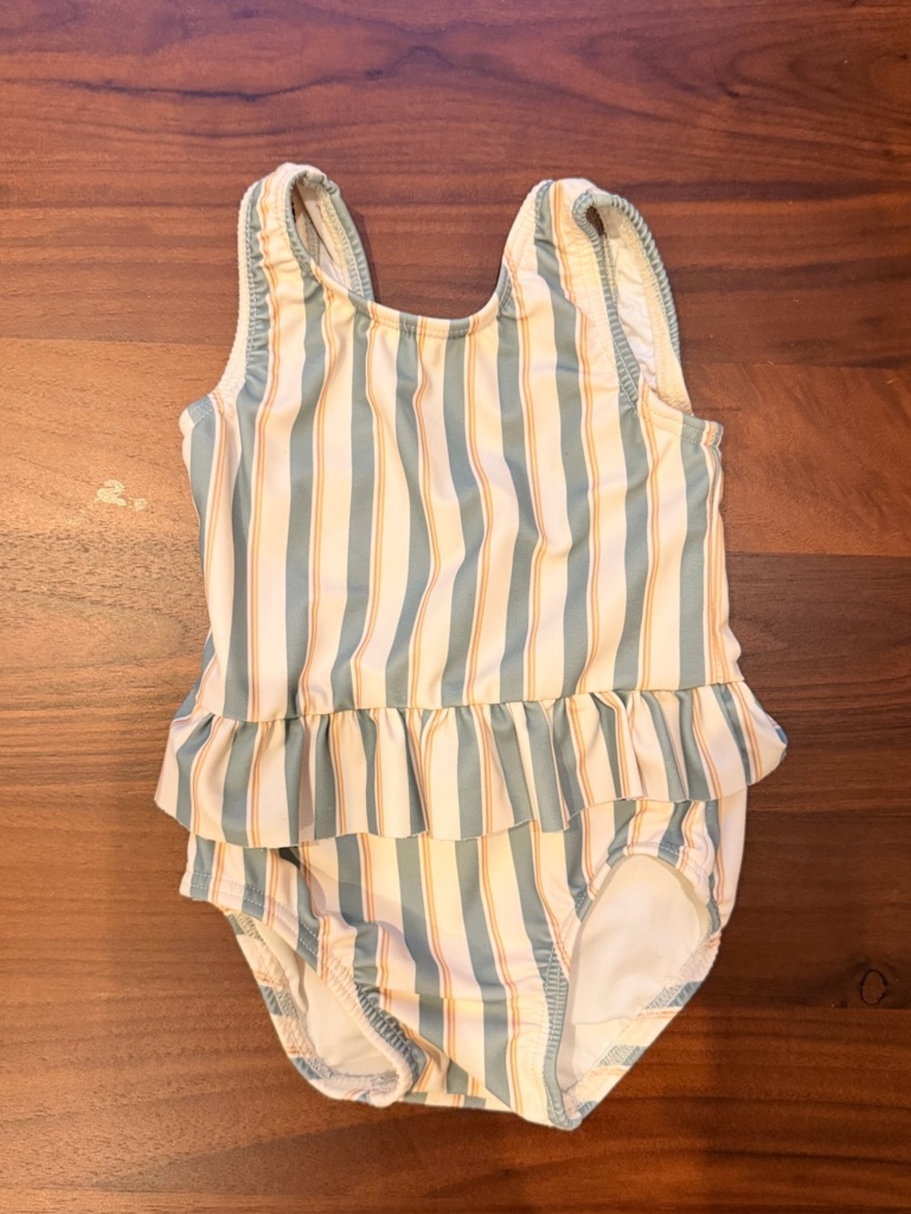 Rylee + Cru Pastel Striped Ruffle One-Piece- size 6-12m